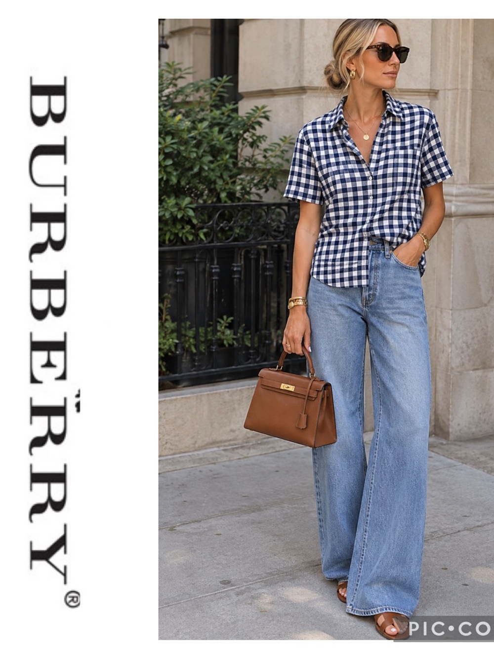 Burberry Brit Gingham Check Pattern Button-Down Shirt Unisex Sz Large